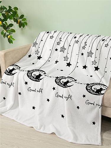 Mantas para Sofa Animal Star Moon Plaid Sofa Diseño de Doble Cara Plaid Cama Suave Mantas para Cama Lana de Cordero de Franela Mantas Espesar Manta Polar Durable Manta Cama 180x200cm