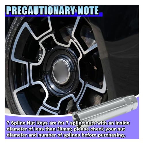 Image of 7 Point Spline Drive Tuner Socket Key Tool, Lug Nuts Socket Wrench Replacement Tool with 13 /16 inch (21mm) and 7 /8 inch (22mm) Hex, Compatible with 14x1.5, 14x2.0, 9 /16 Lug Nut (Silver)