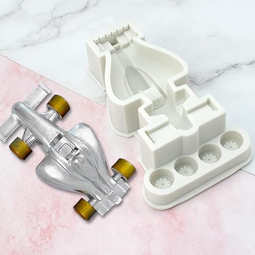 Miniatura 3 de Cestony Moldes de silicona en forma de coche de carreras en 3D para bricolaje, pasteles, fondant, galletas, jabón, pudín, chocolate, caramelos duros