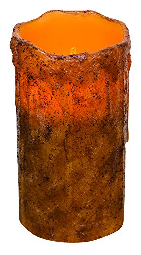 CWI Gifts Burnt Mustard Drip LED Timer Pillar Candle