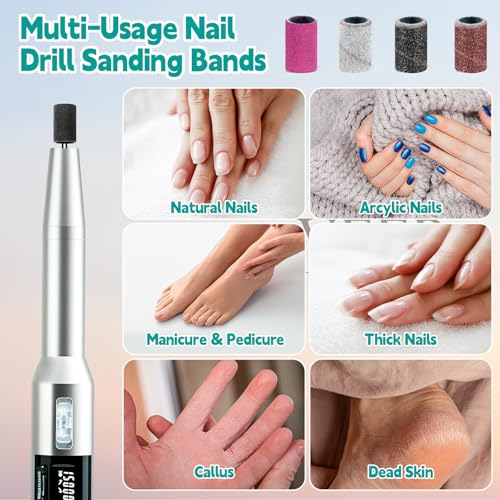 200 Stück Nagelfräser Aufsätze, Nagelfräser Bits 80/120/180/240 Grit, Fräseraufsätze Mit 2 Pcs Nagelbohrer, Zum Schleifen, Polieren, Trimmen, Entfernen Von Nägeln Und Abgestorbener Haut