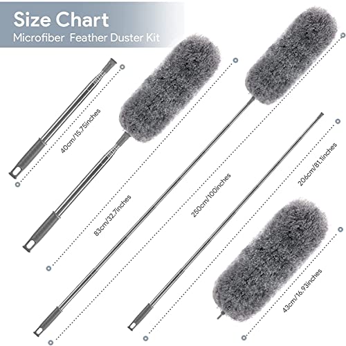 Image of WIDEWINGS Foldable Microfiber Fan Cleaning Duster Flexible Fan Mop Cleaning Brush with Long Rod for Quick and Easy Cleaning of Home (100 Inch Mop, Grey)