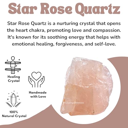 Image of Amazing Gemstone 2 Pieces Star Rose Quartz Raw Crystals and Healing Stones, Natural Rocks for Tumbling and DIY Raw Stones and Crystals