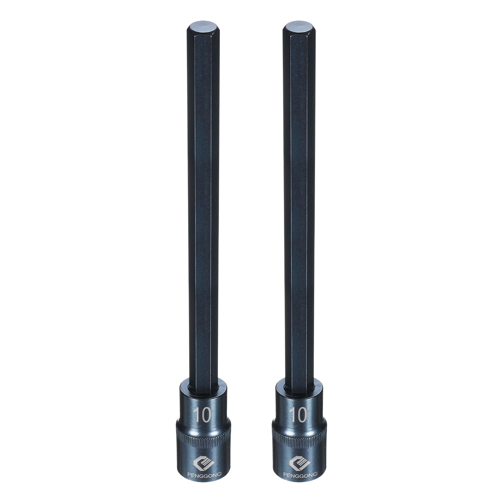 sourcing map 2pcs 1/2" Drive Impact Hex Bit Socket H10 (10mm) Metric 8" Length S2 Steel 6-Point Sockets for Power Drill Drivers Adapter, Blue โ image 1