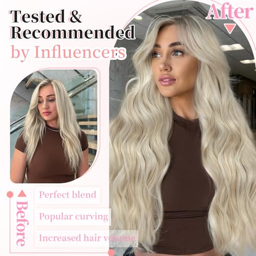 Image of KooKaStyle Wavy Thick Hair Extensions 20 inch Bleach Blonde mix Light Blonde
