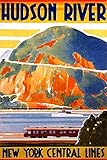 New York Hudson River Central Lines Train Railroad Valley River Vintage Illustration Travel Cool Wall Art Print Poster 24x36