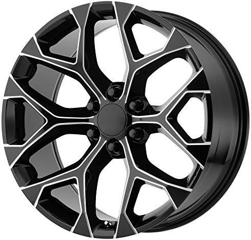 20 Inch Replica 176M GM Snowflake 20x9 6X139.7 +24mm Black/Milled Wheel Rim
