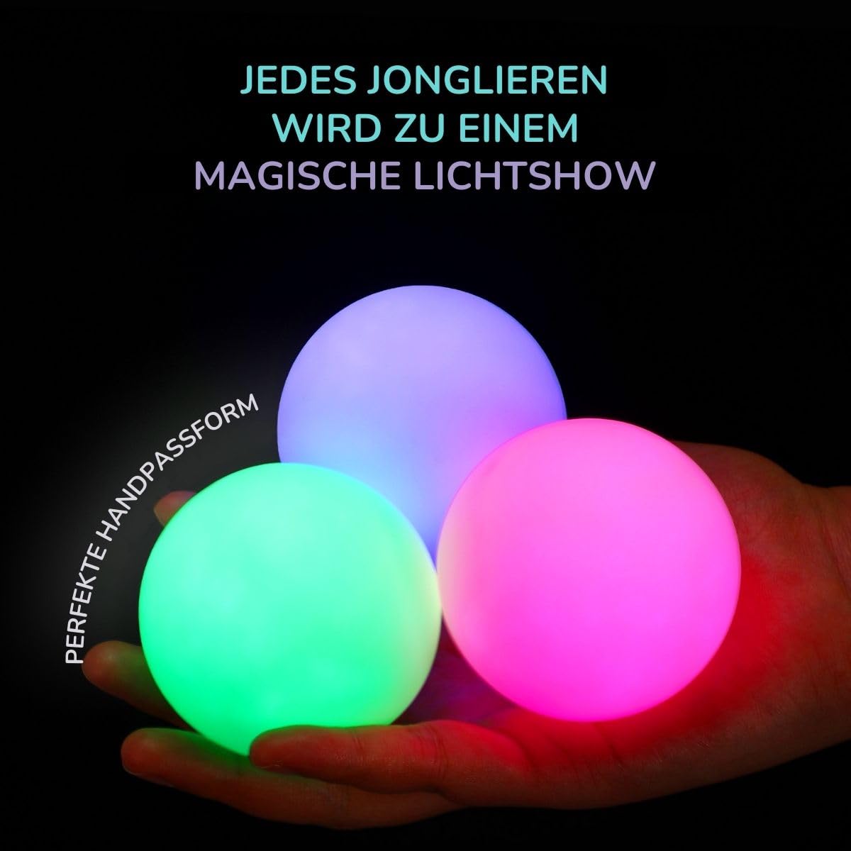 LED Jonglierbälle 3er Set - Wiederaufladbare Juggling Balls für Anfänger & Profis