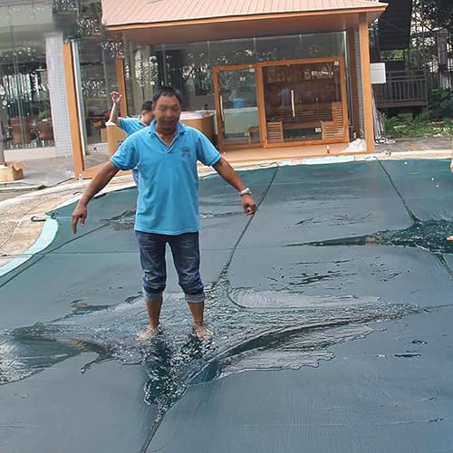 Cubierta de Seguridad para Piscinas, Cubierta de Seguridad Resistente para Piscinas enterradas - Tamaños de 3 a 10 m, Opciones de Malla Verde y sólida, Incluye herrajes - Protección Duradera
