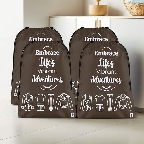Image of Kuber Industries Pack of 4 Cloth Storage Bag | Non-Woven Storage Organizer | Travel Cloth Carrying Bag | Garments Cover for Laundry | Storage Organizer for Clothing | Medium | Brown