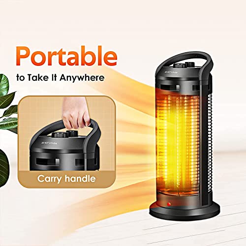 1500W Electric Space Heater For Indoor Use 2-In-1 Space Radiant Heater W/ Thermostat, Fast Heating, Oscillating, Ideal For Home/Livingroom Patio Heater #TOP4