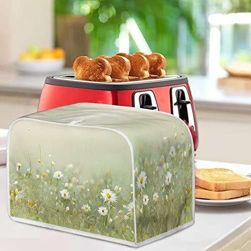 Image of 4 Slice Toaster Dust Cover Bread Toaster Oven Dustproof Cover Kitchen Bakeware Protector Dustproof Fingerprint Protection Gift for Mom Wife Friends, Daisy Flower Green