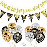 HOWAF Glückwunsch abschluss deko Set We Are So Proud of You Banner abschluss Girlande mit Luftballons für prüfung bestanden deko 2022 Schulabschluss Abi Abitur Studium Abschluss Party Dekorationen