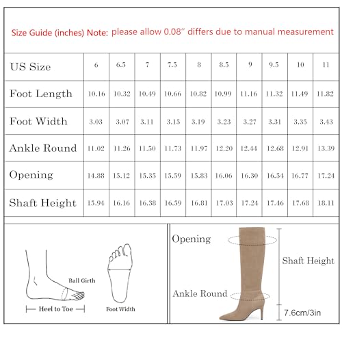 Image of Easyfox Knee High Boots Women Pointed Toe Stiletto Heel Tall Boots | Side Zipper,3 In Stiletto Heel,Fall Spring Winter Fashion Dress Tall Boots,Evening Bridal office Long Boots