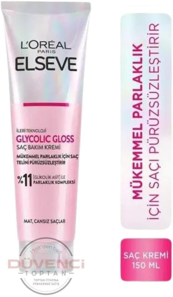 L'Oreal Paris Elseve Glycolic Gloss Mükemmel Parlaklık için Pürüzsüzleştirici Saç Kremi 150 ml