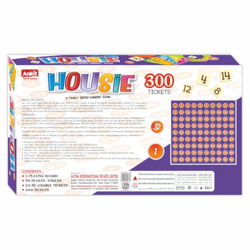 Image of Ankit Toys and Games Housie 15 inch Bingo Game - Classic Fun for Family & Friends | Perfect for Parties & Gatherings Fun Strategy & Educational Game for Kids & Adults
