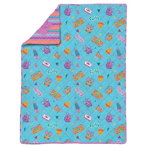 Image of Northwest Furby Party Time Twin Quilted Blanket, Comfy Bed Couch Throw, Adults Boys Girls, Soft Lightweight Bedding for Bed, or Couch, 60 x 80 inches