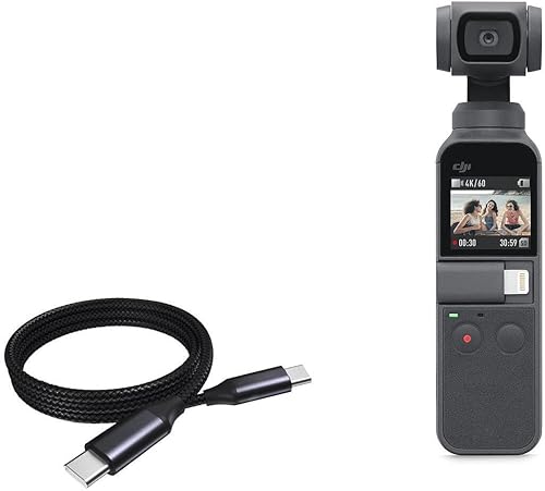 BoxWave Cable compatible con DJI Osmo Pocket - Cable PD DirectSync (3 pies), USB-C a USB-C (100 W), cable trenzado tipo C de carga y sincronización