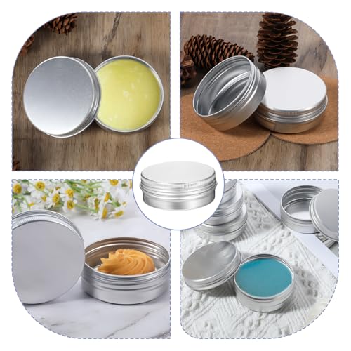 48 Pcs Screw Top Round Tins 2 Oz Aluminum Container Cans Empty Jar with Screw Lid Travel Cosmetic Packaging Case for Lotion Bars Balms Crafts Handmade Candles DIY Gift Storage Kit4