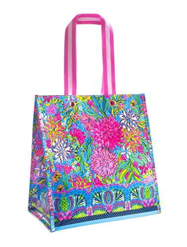 Lilly Pulitzer Market Shopper Bag, Reusable Grocery Tote, Shoulder Bag for Produce or Travel