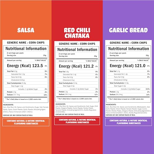 Image of BRB Corn Popped Chips | Popcorn & Nachos Upgraded | 3 Flavours - Salsa, Red Chili Chataka & Garlic Bread | 3 Packs X 48 Grams