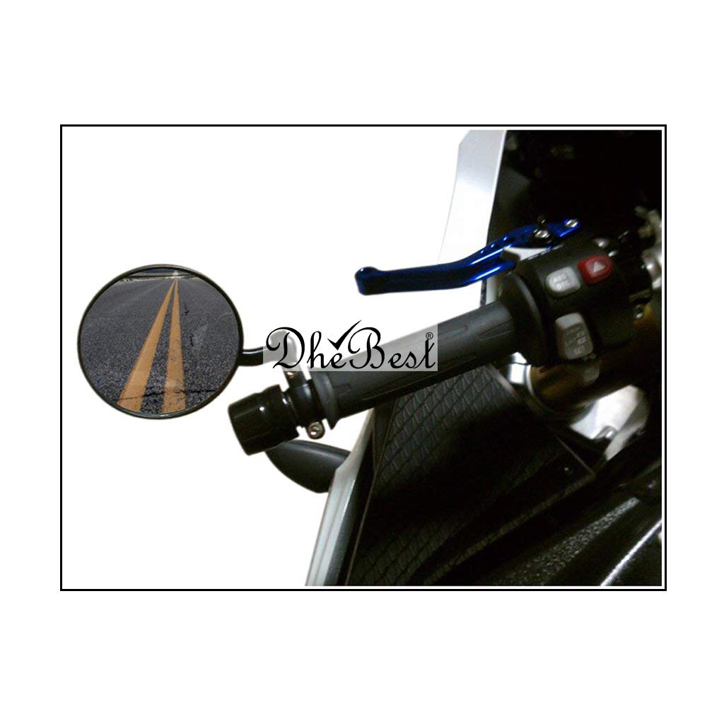 Dhe Best Bike Handle Bar Rear View Mirror Side Round Fancy Mirror Black Set of 2 for RE Classic 350 1