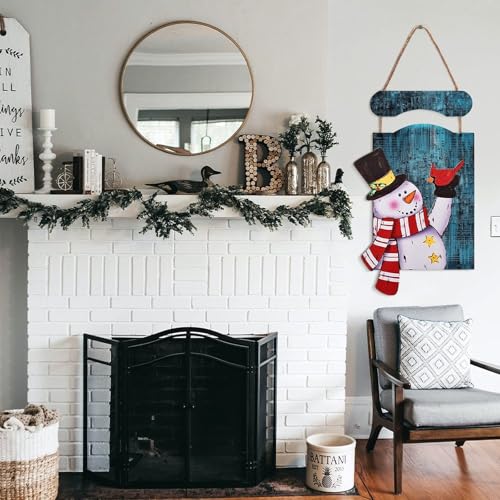 Bonhomme de neige de Noël en bois, décoration murale de porte facile à installer - 7
