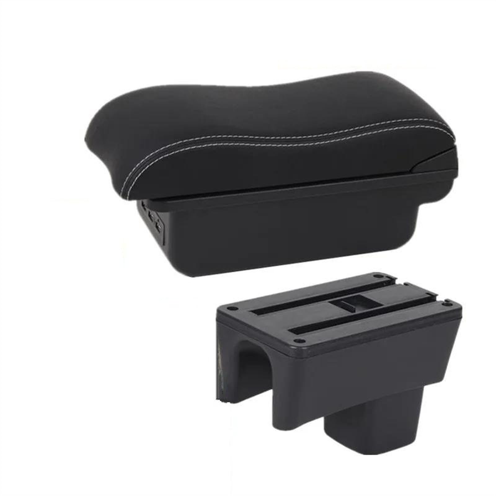 NOHEEU Armrest Box With Multifunctional Support PU Upholstered Car Interior Modification Accessories For Swift 2005-2024(B2 Black white 3USB)
