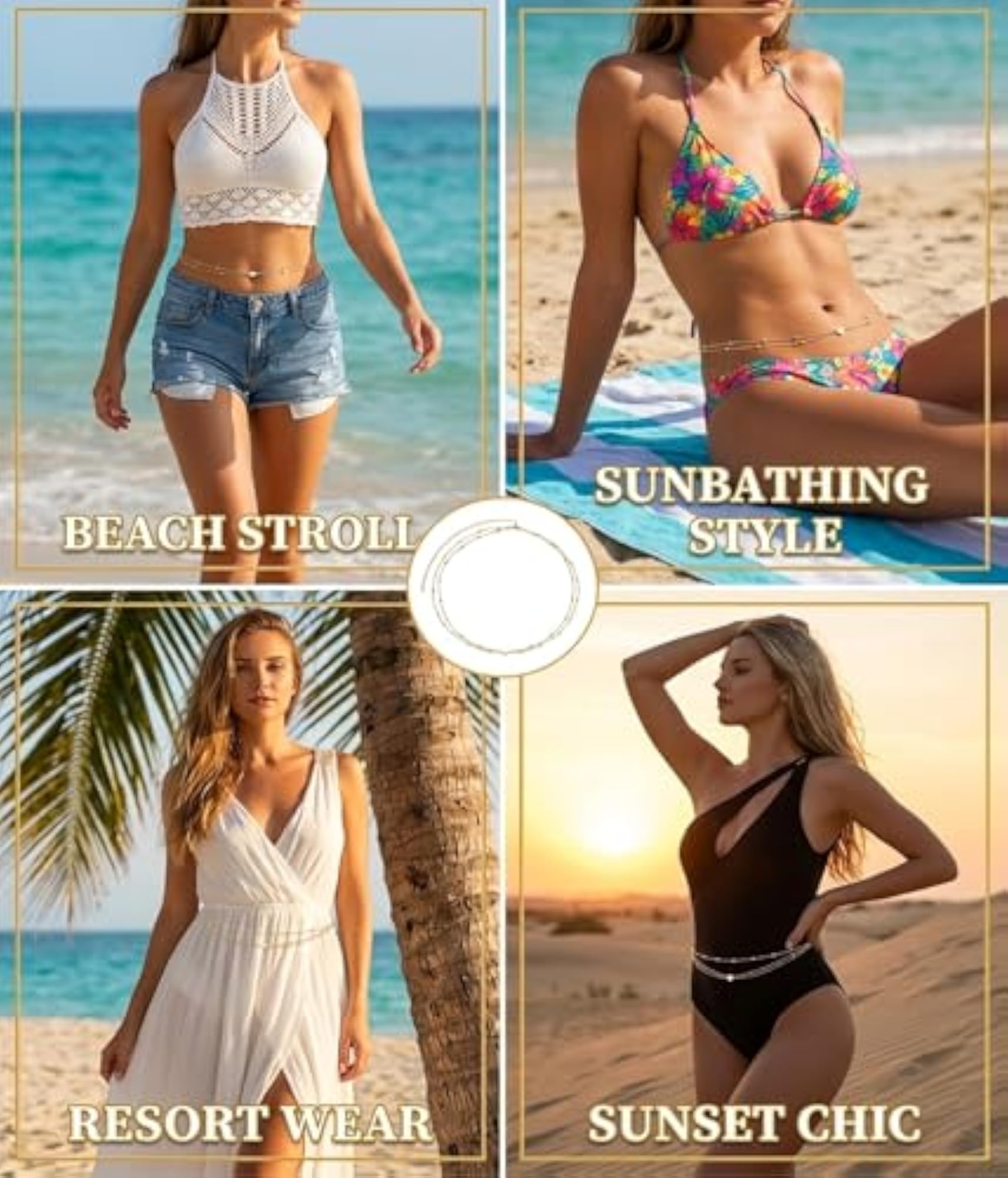 Bohemian Style Adjustable Gold Tone Belly Chain for Women