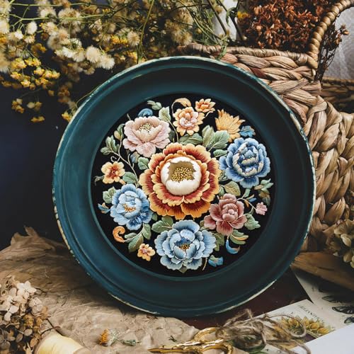 Image of FONNUY Floral Embroidery Kit, Cross Stitch Kits for Beginners, Handmade Crafts with Printed Patterns for Beginner Adults, Easy to Follow Color Thread Needlework, 8'' Hoop (Petals Unfurling)