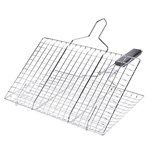 Aourrmmer Grilling Basket Square Stainless Steel Barbecue Rack Cooking Outdoor Portable Removable Mesh Grid Foldable Barbecue