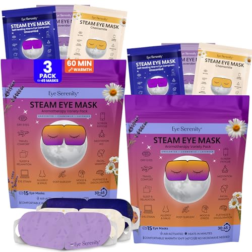 Image of Lure Essentials Steam Eye Mask, Heated Eye Mask, Self Heating Warm Compress for Dry Eyes, Fast Relief for Stye, Puffy Sensitive Eyes, Moist Heat, Relaxation Gifts for Women and Men - Variety