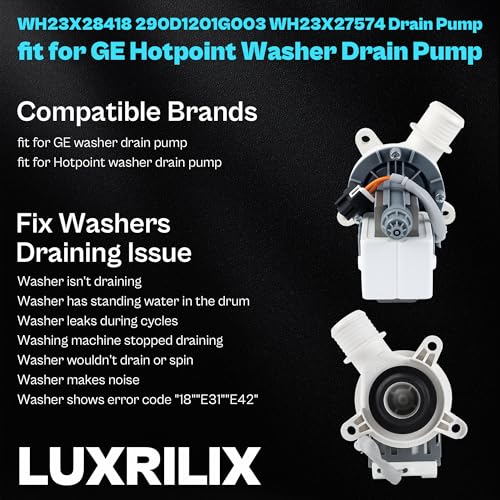 WH23X27574 WH23X28418 290D1201G003 fit for GE Hotpoint HANYU Washer Drain Pump B30-3A02 WH23X24178 B40-3A01 290D1201G002 290D1201G001 GTW750CPL0DG PTW600BSR1WS GTW680BPL0DG AP6889136 LUXRILIX