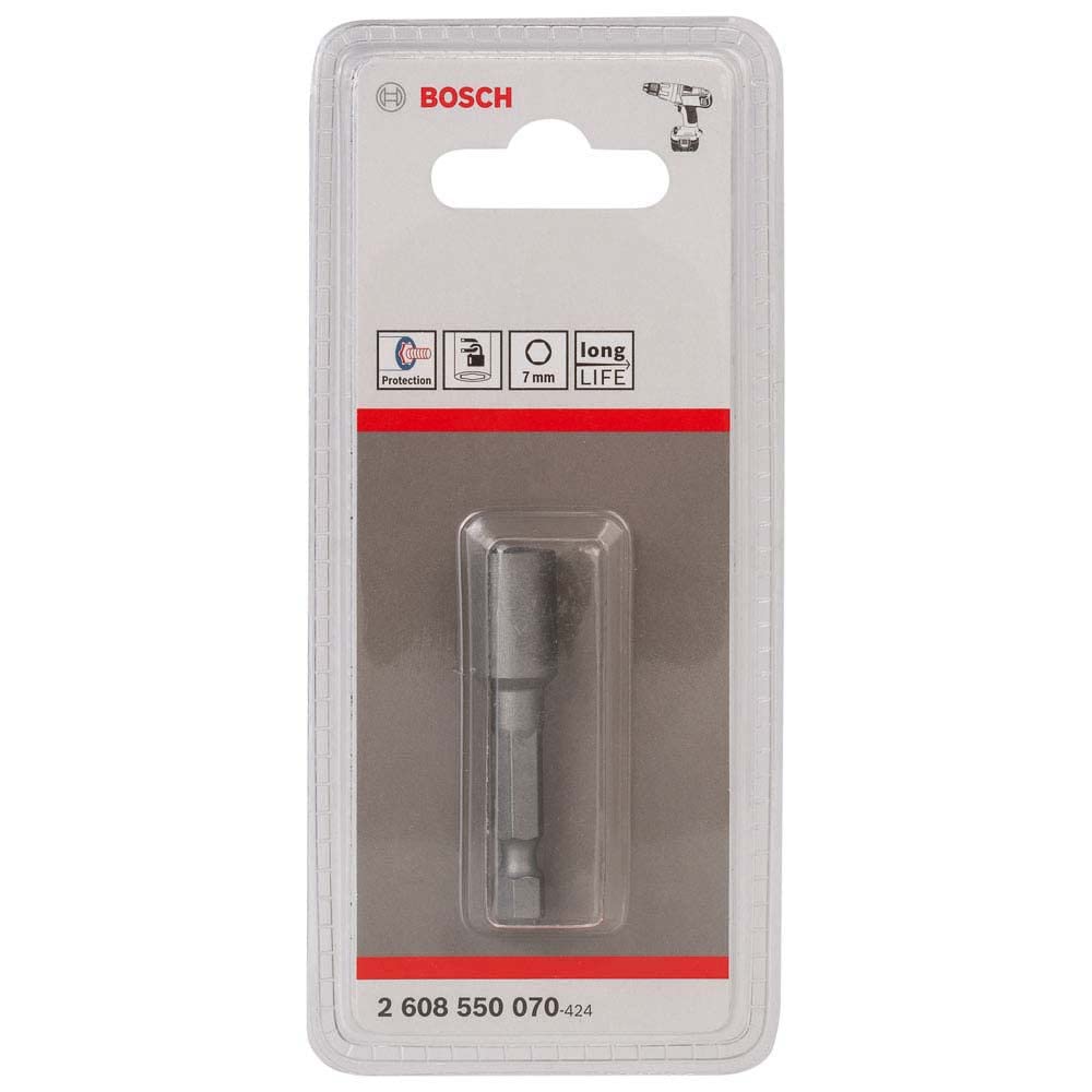 Bosch Altıgen vidalar için profesyonel lokma anahtarı (anahtar genişliği: 7 mm, uzunluk: 50 mm), 2608550070