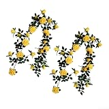 Künstliche gelbe Rosenranken-Girlande, Rattan-Girlande, für Wand, Tür, Dekoration, Hochzeitsbogen, Garten, Outdoor, Innenbereich, hängende Dekoration, 180 cm langer Stiel, Zuhause, 2 Stück