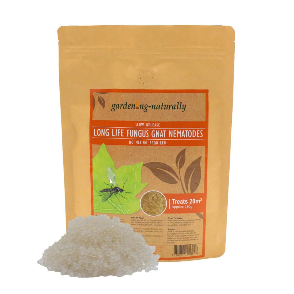 Gardening Naturally Long Life Nematodes for Fungus Gnats 20m² – Slow Release Nematode Pearls for Houseplants, Compost and Soil, Indoor and Outdoor Plant Pots and Containers