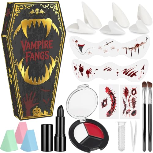 3 Pairs Fake Fangs Vampire Teeth Halloween Makeup Cosplay Kit