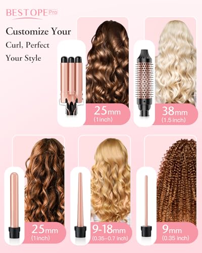 BESTOPE PRO 5 in 1 Curling Iron, Fast Heating Crimper Hair Tool for All Hair Types, Women's Hair Care Gifts Global Recyc