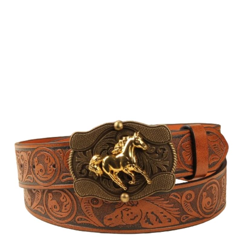 mastyle Men’s Punk Leather Belt with Carved Horse Large Buckle | Adjustable & Tough Waist Belt-picture-41