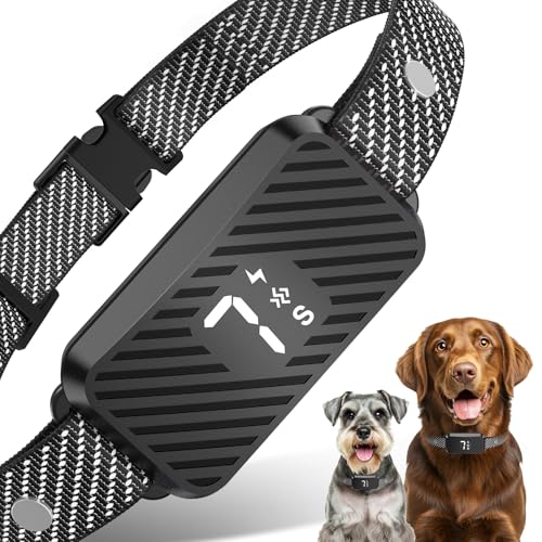 KJKZO Dog Bark Collar for Large Medium Small Dogs, Rechargeable No-Bark Collar, Smart Barking Collar, Effective Bark Collar with 7-Level Sensitivity, 3 Beep & Vibration Modes, Waterproof, Black