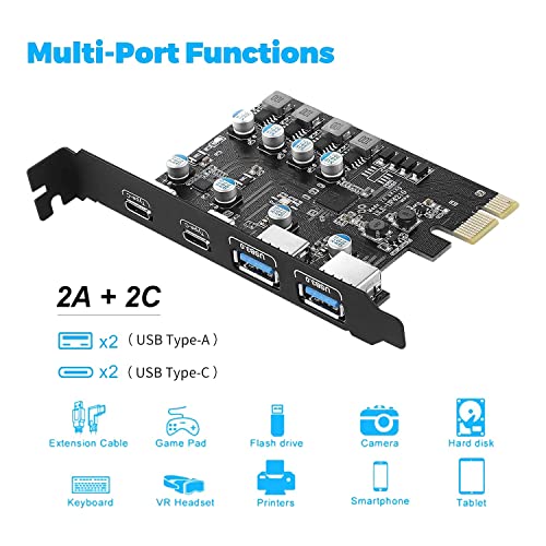 Tweovnai 4 porte PCIE a USB 3.0 Scheda di