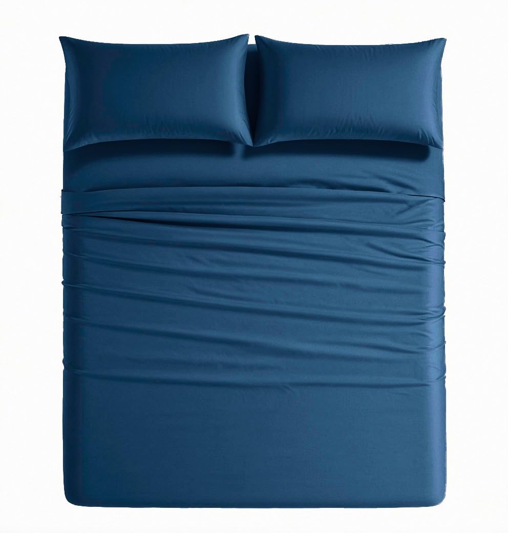 King Size Bed Sheets Set - 4 Piece Brushed Microfiber - Soft Breathable - Deep Pocket Fitted Sheet