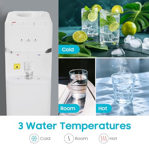 Image of Top-Loading Water Cooler Dispenser with Hot & Cold Water - for 3- and 5-Gallon Bottles,550W Fast Heating & 75W Cooling,Child Safety Lock,Spill-Free Loading, for Home & Office Use
