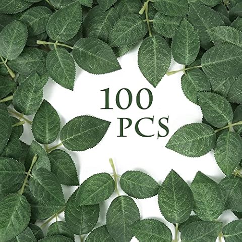 INSUNSIX 100pcs Bulk Fake Leaves Greenery Leaves Artificial Fake Rose Flower Leaves for DIY Wedding Bouquets Centerpieces Party Decorations Cover