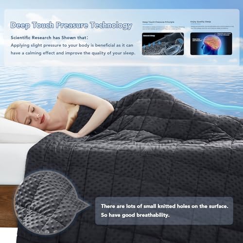 Topcee Weighted Blanket for Adults (20lbs 60"x80"), Minky Dots Heavy Blanket for 190-210lbs Sleeping, Soft, Cozy and Cooling Weighted Throw Blankets, Machine Washable, Grey