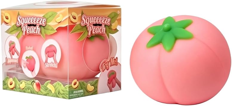 Squeezy Peach - 7.5 cm Ultra-Soft Slow Rising Jumbo Squishy Peach, Stress Relief Toy for Adults, Focus & Relaxation