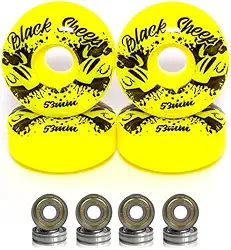Rodas de Skate 53mm Amarela Dureza 95A com Rolamentos ABEC-5