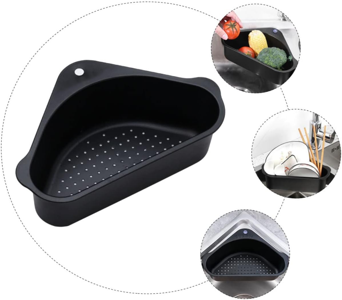 JRM Multifunctional Plastic Drain Shelf Sink Storage Rack for Kitchen, Bathroom, Soap Box Organizer (Black, 1pc) 4