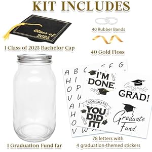 Graduation Gifts 2025 - Personalized Name Graduation Mason Jar - Filled with Money & Class of 2025 Cap Kit - Centerpieces Congrats Decorations Party Supplies for Him Her Women Men College High School Graduation Gifts 2025 Personalized Name Graduation Mason Jar Filled with Money Class of 2025 Cap Kit Centerpieces Congrats Decorations Party Supplies for Him Her Women Men College High School