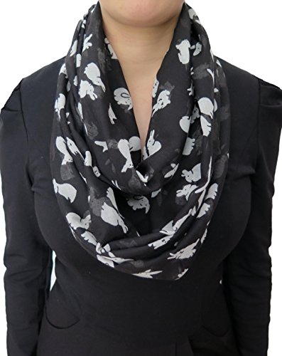 Lina & Lily Cute Rabbit Bunny Print Infinity Scarf Lightweight3